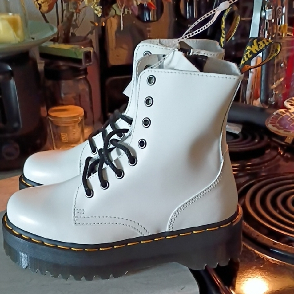 Dr. Martens White Leather Women's Boots